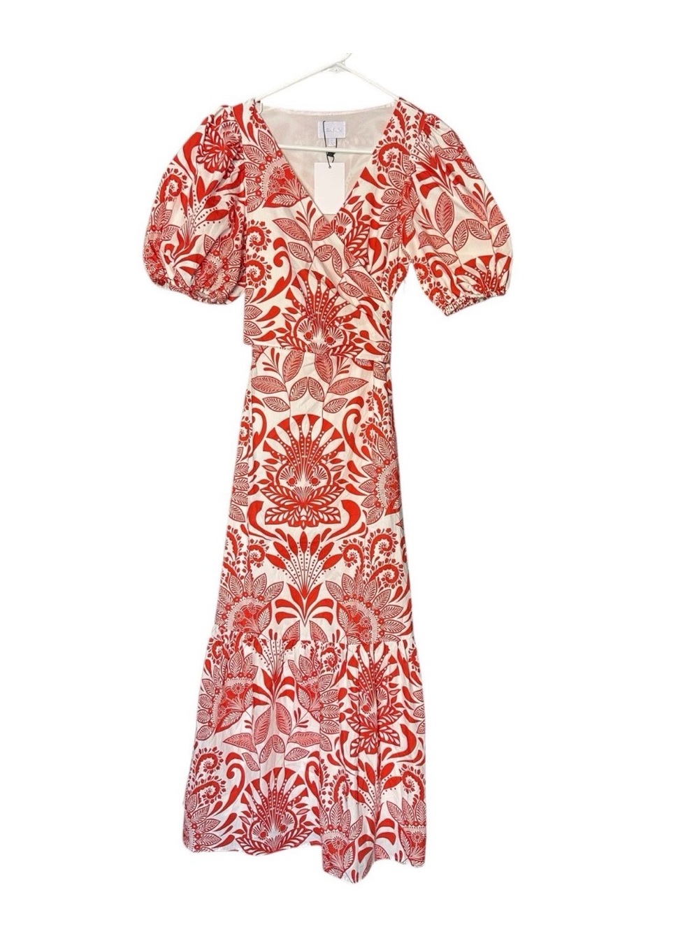 NWT! Sugarlips Juny Floral Stroll Poplin Wrap Top Midi Dress XS
